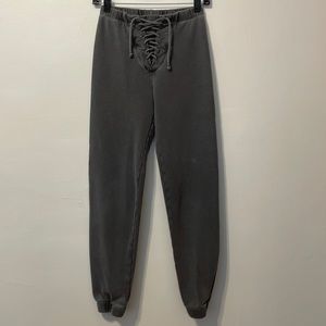 Joah Brown Lace up jogger, washed black French terry, size X/S.